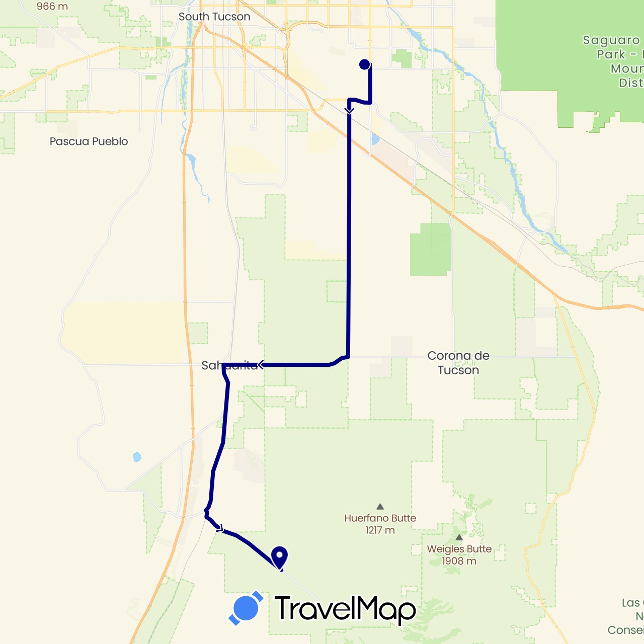 TravelMap itinerary: driving in United States (North America)
