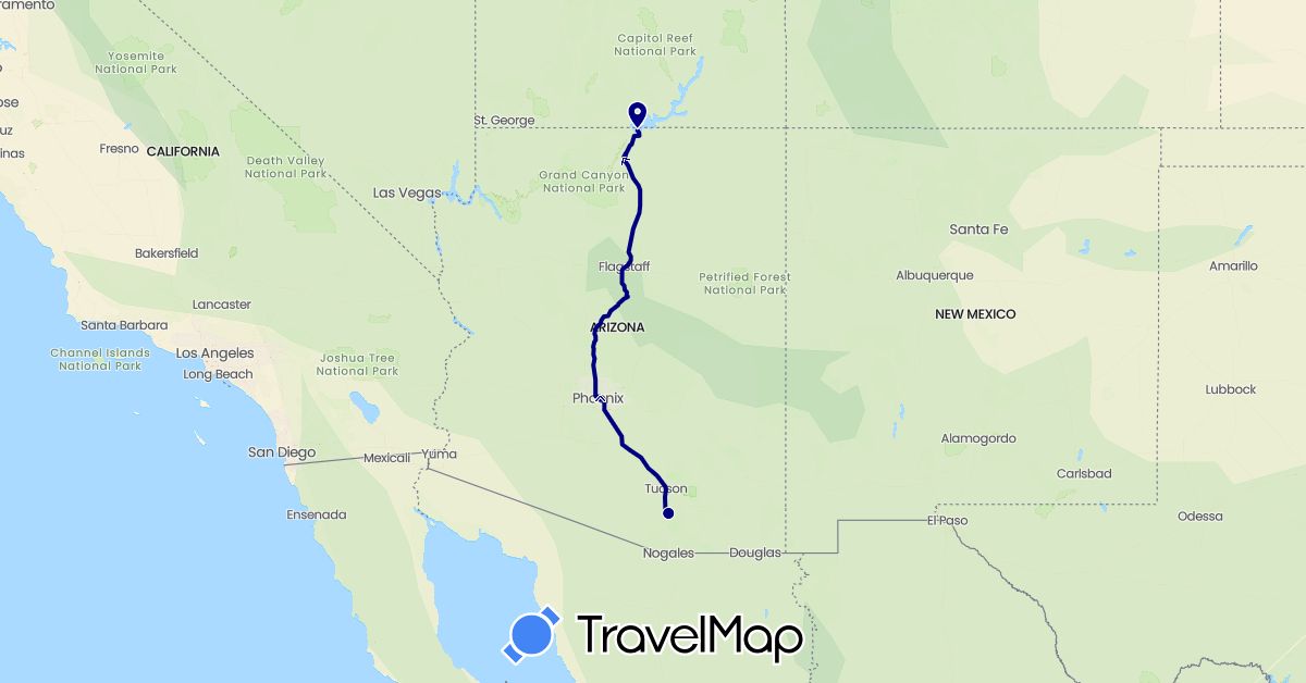 TravelMap itinerary: driving in United States (North America)