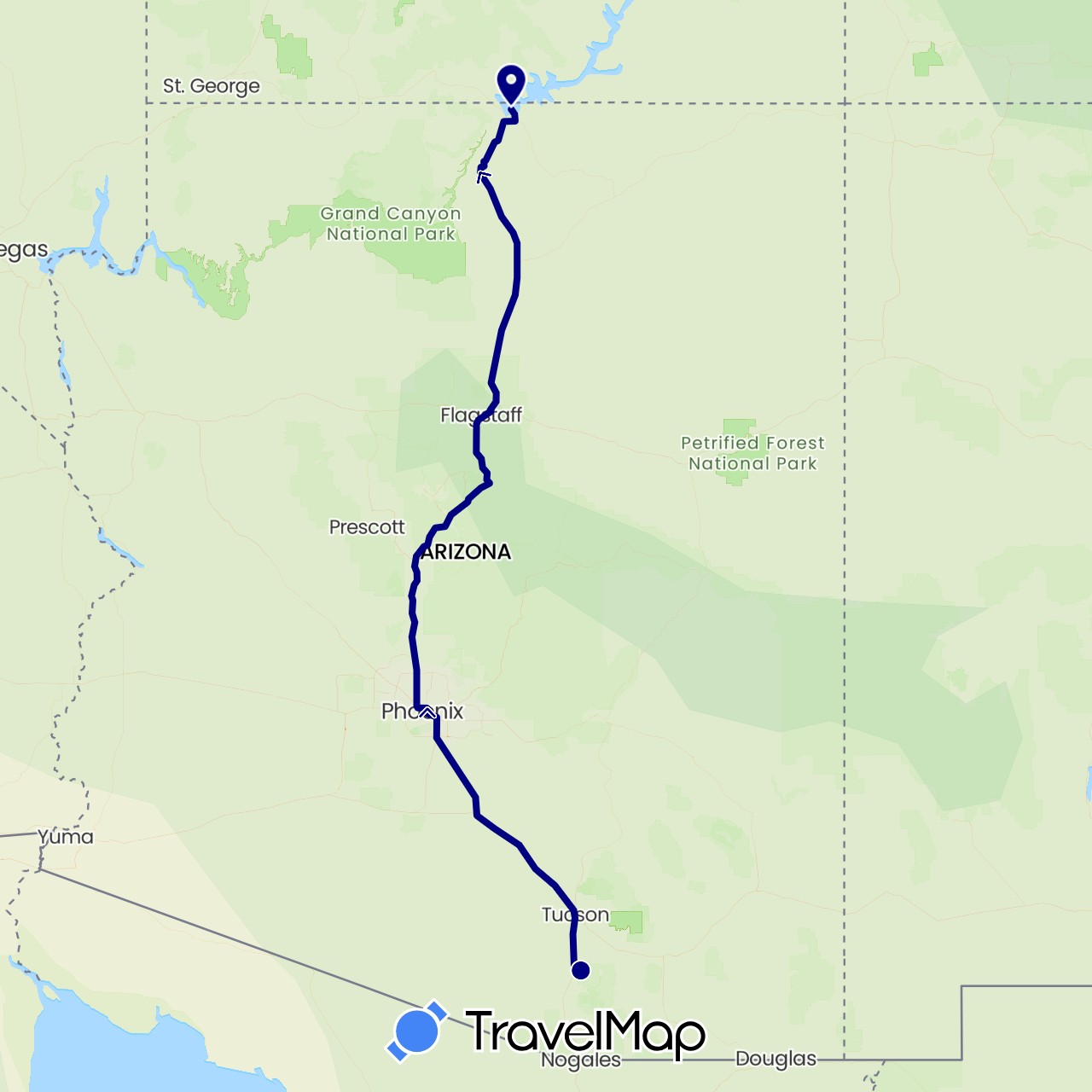 TravelMap itinerary: driving in United States (North America)
