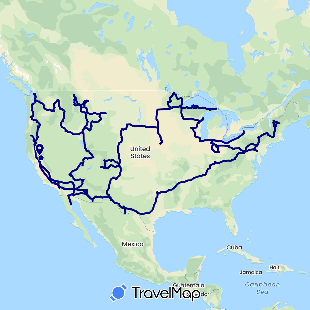 TravelMap itinerary: driving in Mexico, United States (North America)