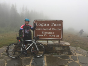 Wayne Riding "Going to the Sun Road" in Cold, Foggy Weather at Glacier National Park, Montana