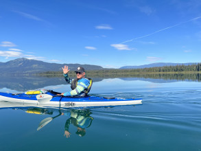 Wayne and Lisa Kayak on Meziadin Lake Near Stewart, BC